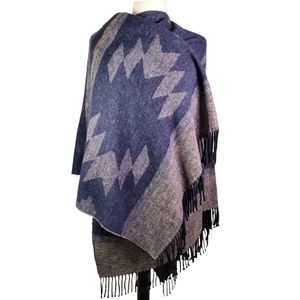 Cristina Chiti Southwest Aztec Fringe Wrap Scarf Blanket Shawl Made in Italy